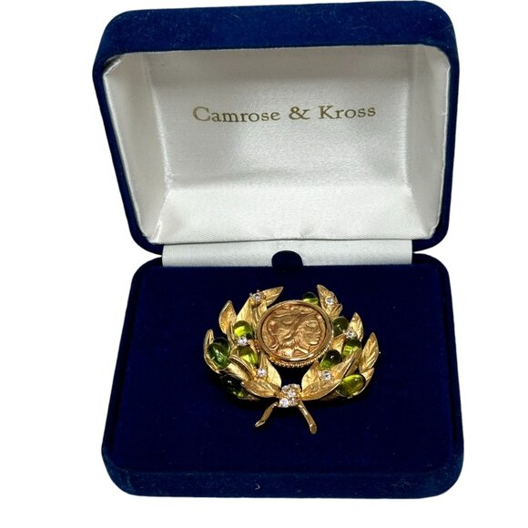 Vintage JBK Jackie Kennedy Greek Gold Coin Brooch Camrose & Kross Signed in box - Picture 2 of 6